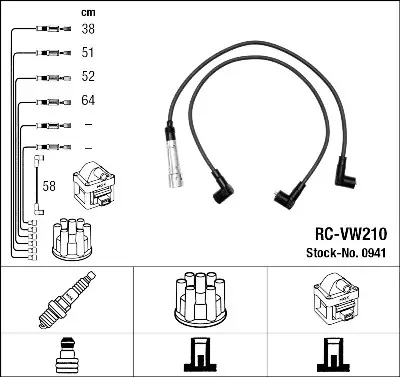 Artesanal Juego de cables de encendido NGK 941 NGK 0941
